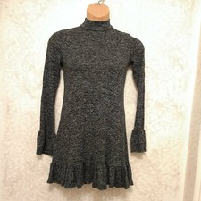 Express Long Sleeved Dress. Dark Gray And Black. Ruffle Trim. Size Small 🖤