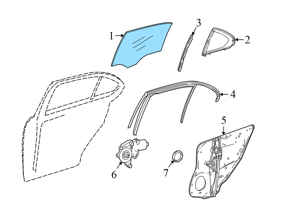 2008-2009 MERCEDES-BENZ C230 - REAR Right DOOR Window Glass 2047352310 - Image 2 of 4