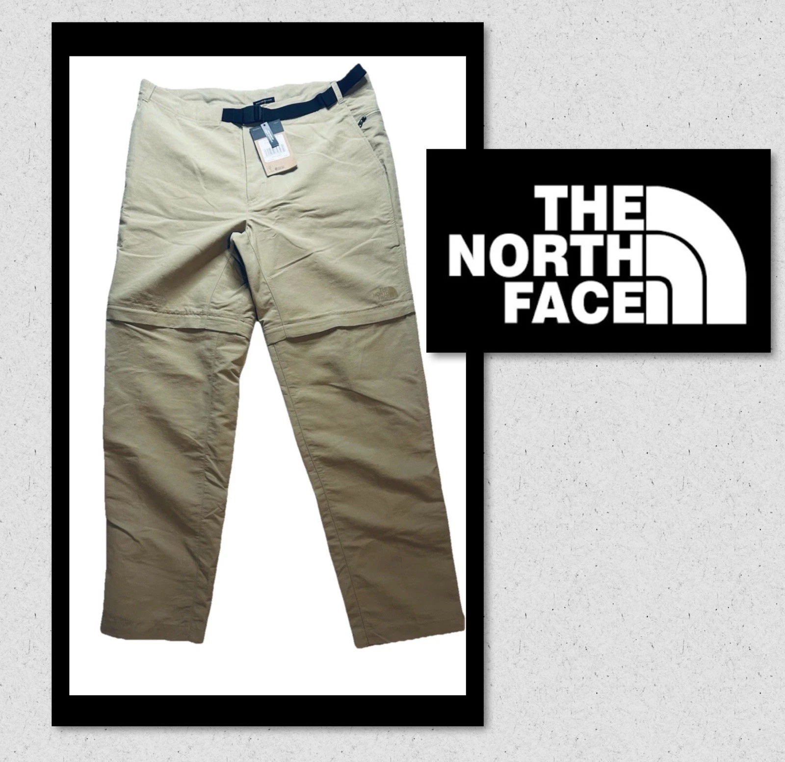 The North Face NEW Paramount Trail Convertible Pants Men’s 38 Tan Beige Zip Off