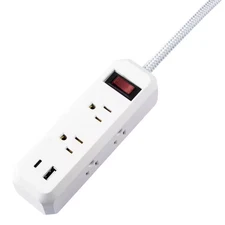 8-In-1 6-Outlet 5 Ft. Power Strip with 2 USB Ports, White