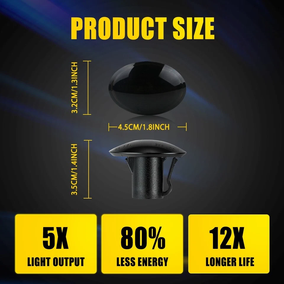 Luces de señalización laterales LED ámbar secuencial para parachoques delantero para Fiat 500 2007-19 2 puertas Foto 2 de 4