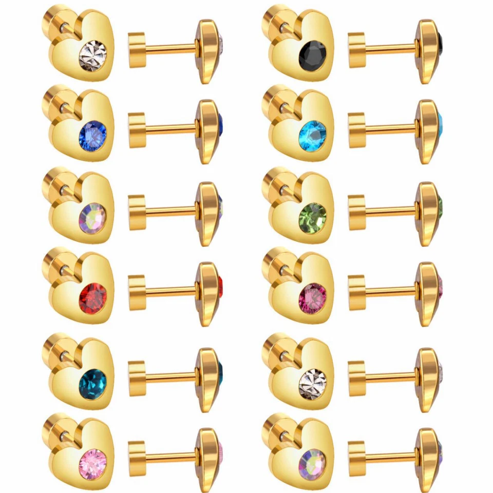 Aretes con bisel dorado para niños Foto 3 de 4