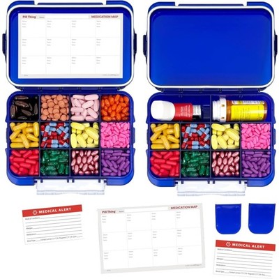 Large Pill Organizer with Airtight Seal and Removable Dividers for Versatility