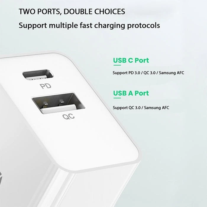 Dual Port Wall Charger (USB-A + USB-C 22W Power Delivery) - Image 3 of 4