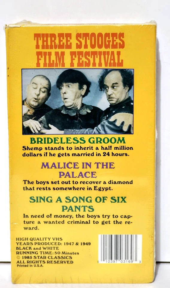 The Three Stooges - Film Festival VHS - 3 Classic Shorts - Vintage 1985 - New - Image 3 of 4