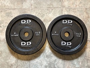 Vintage DP Barbell Weights (2) 13.2lbs Plates 26.4lbs  Total= 12 Kilos