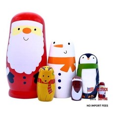 Russian Nestingdolls, Handmade Wooden Matryoshkadoll Cute Santa Claus
