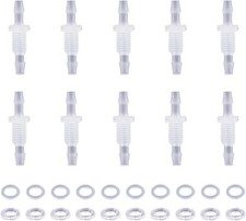 10 Packs 1/8" Hose Barb Thru-Bulk Bulkhead Fitting Plastic 1/8, White 