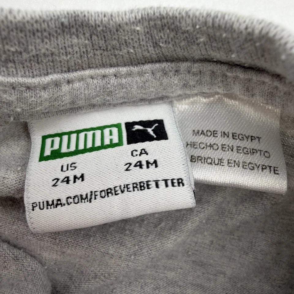 Camiseta Puma manga longa criança meninos tamanho 24M cinza estampa gráfica logotipo. #38326 - Imagem 3 de 4
