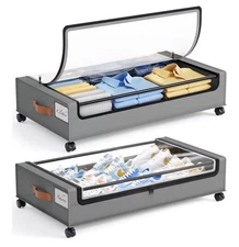 Large Underbed Storage Containers 2pcs with Wheels Black - A0208