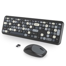 Black White Wireless Keyboard and Combo, 2.4GHz Typewriter Keyboard, Full Siz...