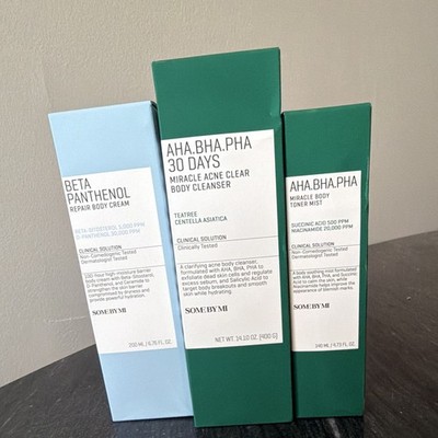 SOME BY MI AHA.BHA.PHA 30 Days Acne Body Set Cleanser Mist Cream 200mL