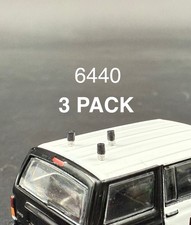 3-Pack 1/64 Scale Model Black Silver Low Profile Stubby Antenna Police Fire 6440