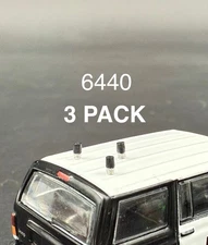 3 Pack 1/64 Black Silver Low Profile Stubby Antenna Scale Model Police Fire