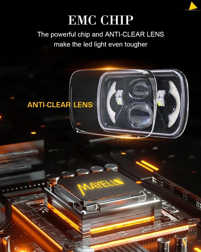 Newest Pair 5x7" 7x6" LED Sealed Headlights for Dodge W100 D100 1986-1989 Pickup - Image 3 of 4