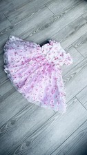Pink Floral Baby Girl Dress 3D Flower Tulle Princess Dress First Birthday Outfit