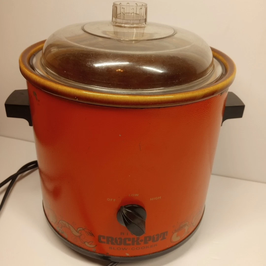 🔥Tested Vintage 1970s Rival Crock Pot Slow Cooker Orange 3.5 Quart Model 3100/2