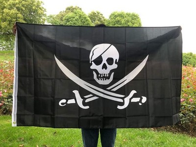 SKY FLAG 3x5Fts 90x150cm Double Broken Skull with Messer Piratenflagge Jack Rackham