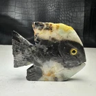 Natural Crystal Mineral Specimen. Amazon Stone. Hand-carved FISH .Statue.BN