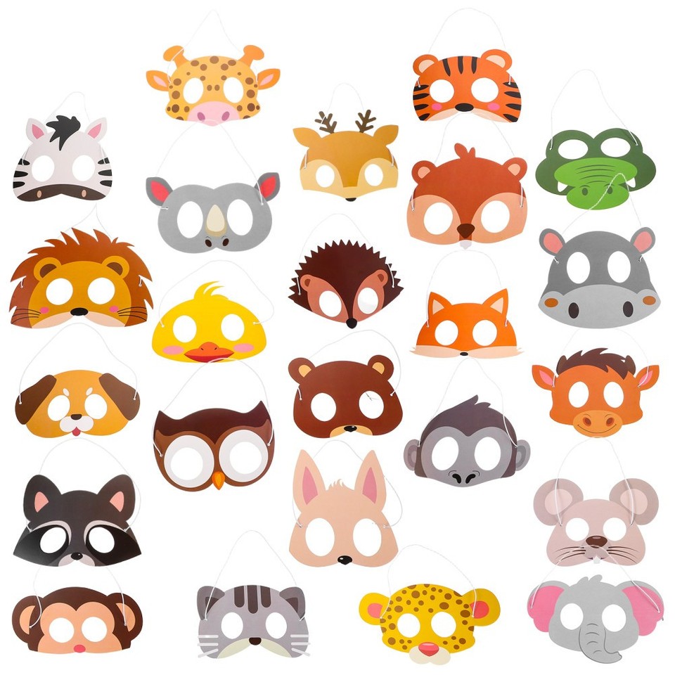 Assorted Color Kids Paper Animal Masks Set Half Face Masks for Party ...