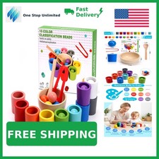 Color Sorting Toys, Wooden Montessori Rainbow Matching Game for Kids 3  10 ...