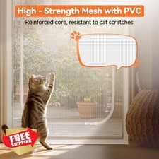 BFNN Cat Screen Door Extra Tall White U-Shaped Zipper Gate