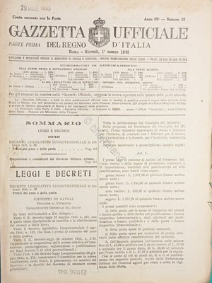 Official Journal of the Kingdom of Italy No. 26 - 1945 