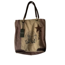 NWT Myra Bag Desert Cactus Print Canvas Leather Tote Bag Western