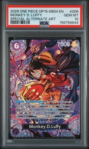 2026 ONE PIECE OP15-EB04-ADVENTURE ON KAMI'S ISLAND #005 MONKEY D. LUFFY PSA 10