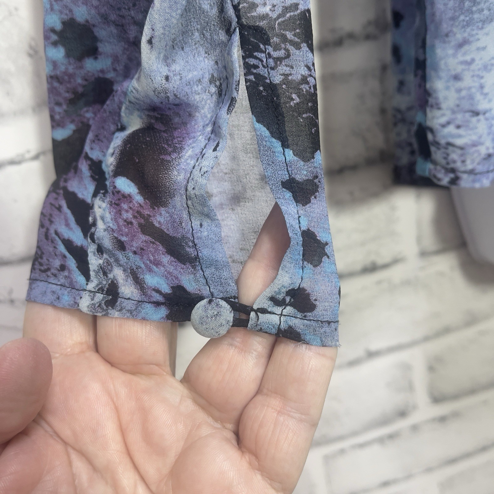 CAbi Semi Sheer Python Hidden Button Blouse Small… - image 2