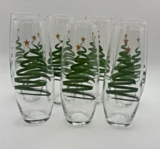 Christmas Tree Stemless Wine Champagne Cocktail Glass 6" set 7 Libbey Holiday