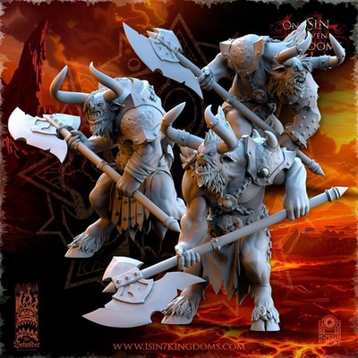 Realms of Mayhem Minotaur's with Two hand Axe | The Beholder Miniatures