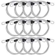12 Pack 4FT/48Inch Security Cable Lock, 3mm Steel with Loops, Silver