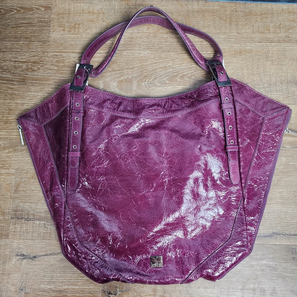 Bolso de hombro/bolso de mano vintage de cuero envejecido ciruela Kooba Blake Foto 2 de 4