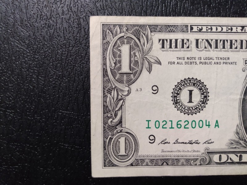 2013- dollar bill birthday note { I 02-16-2004 A }