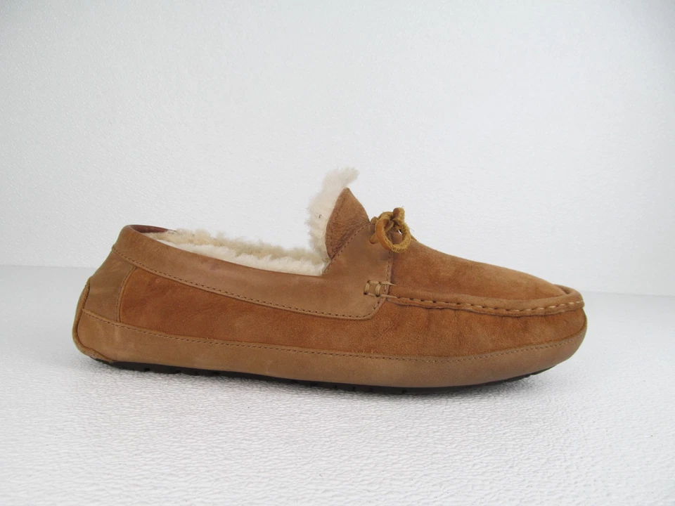 UGG Australia Byron Men's Moccasin Slippers Chestnut Leather Sheepskin size 12 - Image 4 of 4