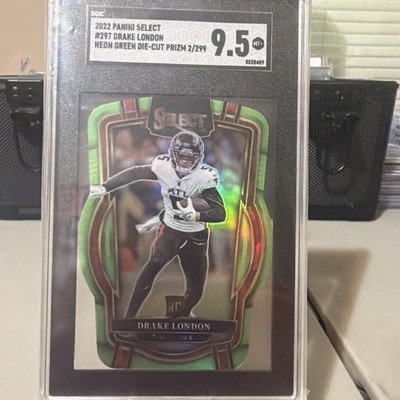 2022 Select - Club Level Drake London #297 Neon Green Prizm Die-Cut /299 (RC)
