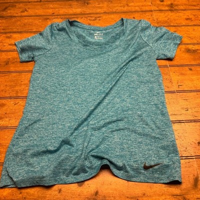 Nike Dri Fit Womens Athletic T Shirt Turquoise Heathered Short Sleeve M