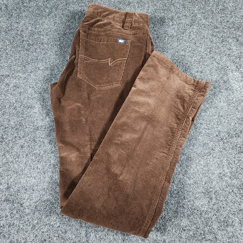 Pantalones de pana para mujer Vineyard Vines talla 4 marrón pierna recta informales clásicos Foto 2 de 4