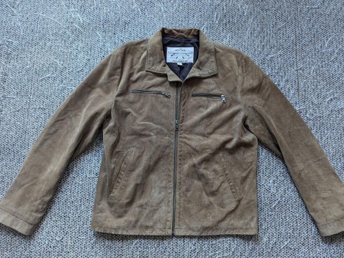 vintage BANANA REPUBLIC split suede COWHIDE leather jacket XL brown motorcycle