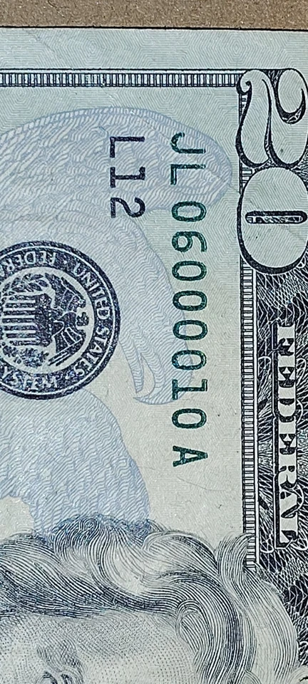 😎COOL😎 $20 Dollar Bills US Currency Fancy Repeater Serial Number 💥06000010💥  - Image 2 of 4