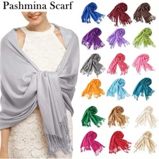 All Seasons Soft Silky Solid Pashmina Scarf Shawl Wrap Stole Wool Silk Blend