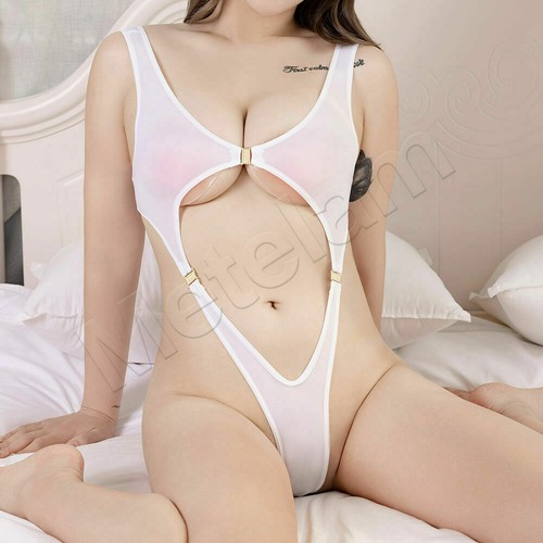 Damas Corte Alto Tanga Leotardo Transparente Brillante Body Mono Hueco Lencería - Imagen 14 de 14