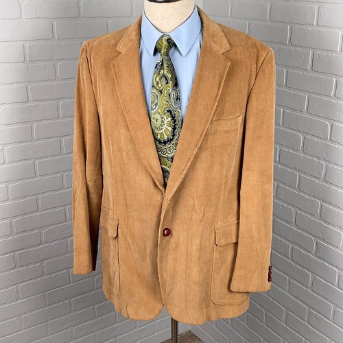 Jordache Blazer Herren 46R braun Cord Baumwolle 2 Knöpfe klassische Academia Vintage