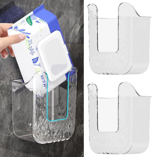 2Pcs Acrylic Wall-Mounted Wipes Dispenser, Self-Adhesive Tissue Box Holder - Picture 10 of 12