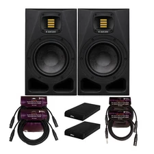 Adam Audio A7V Powered Two Way Studio Monitor 2 Pack with Mic Cable Bundle