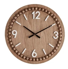 Contemporary Farmhouse Beaded Round Decorative Wall Clock 15.7" Diameter