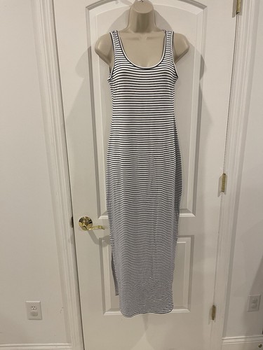 Coolmee Maternity S Black Striped White Tank Dress Knit Sleeveless Maxi - Picture 3 of 12