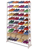 Schuhregal Schuhablage, Kunststoff, Metall Querstreben, Weiß FüR 40 Paar Schuhe