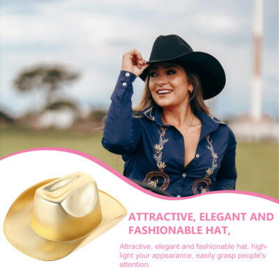 Cowboy Hat Golden Party Woman Sparkle Hats Sparkly Cowgirl for Women